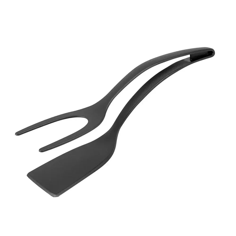 2-in-1 steak frying spatula tongs, 2-in-1 food tongs, eggs, toasted bread, fried eggs, flip spatula kitchen accessories