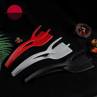 2-in-1 steak frying spatula tongs, 2-in-1 food tongs, eggs, toasted bread, fried eggs, flip spatula kitchen accessories