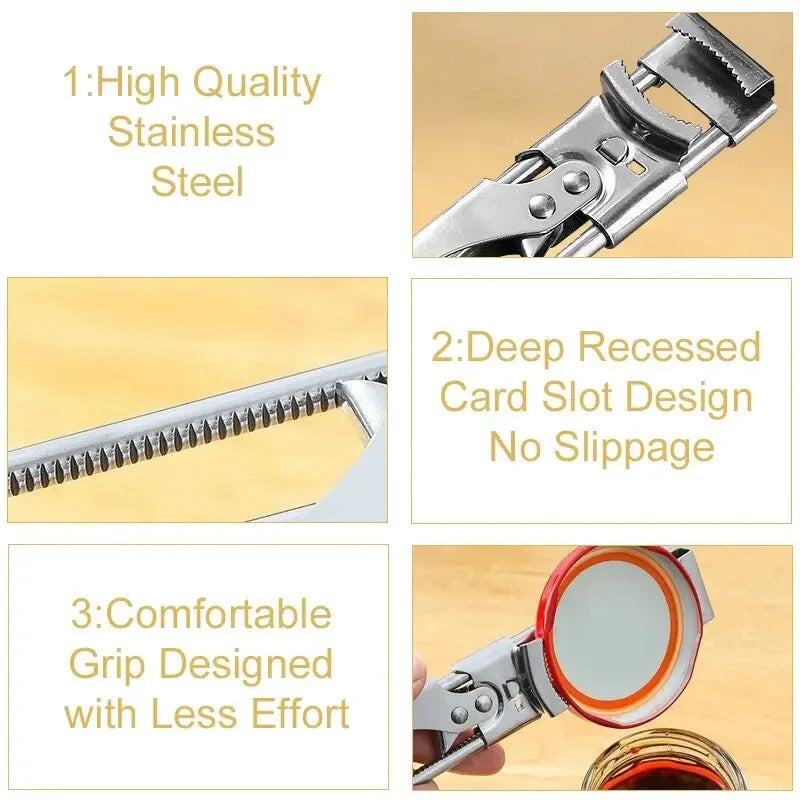 Adjustable Multi-Function Bottle Opener Stainless Steel Lids Off Jar Opener Labor-Saving Screw Can Opener For Kitchen Tools